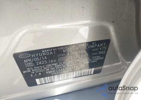 2014 Hyundai Sonata Hybrid from USA, damaged, VIN KMHEC4A47EA114290